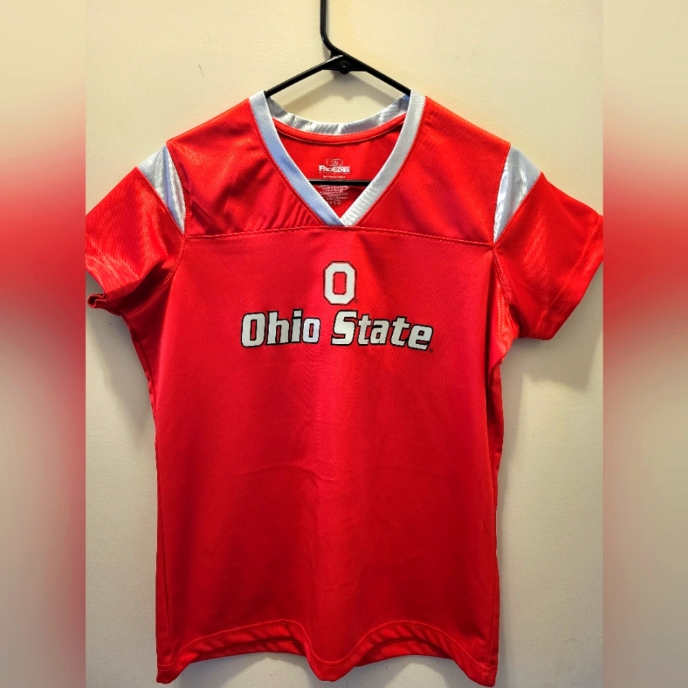 Pro Edge Women's Ohio State Buckeyes Sports Team Red V-Neck Jersey Shirt Large